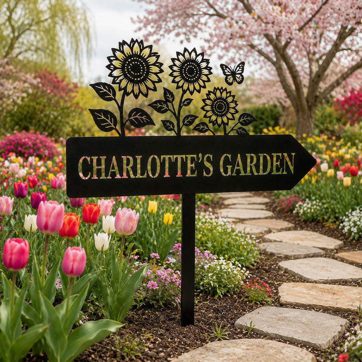 Sunflower Garden Sign - Personalized Metal Garden Stake - image 2