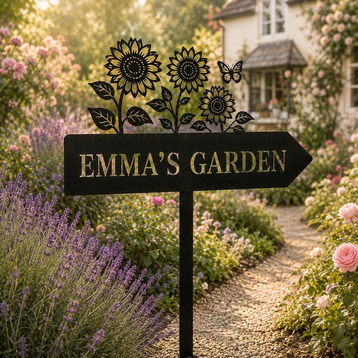 Sunflower Garden Sign - Personalized Metal Garden Stake - image 4