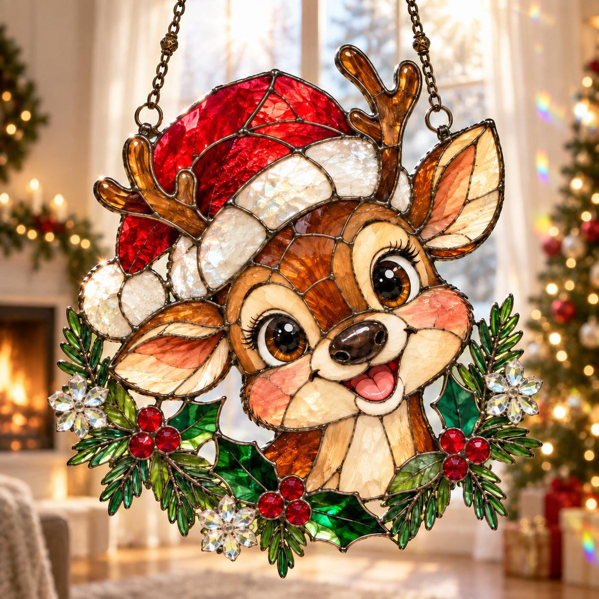 Christmas Reindeer Suncatcher - Acrylic Holiday Window Hanging - image 5