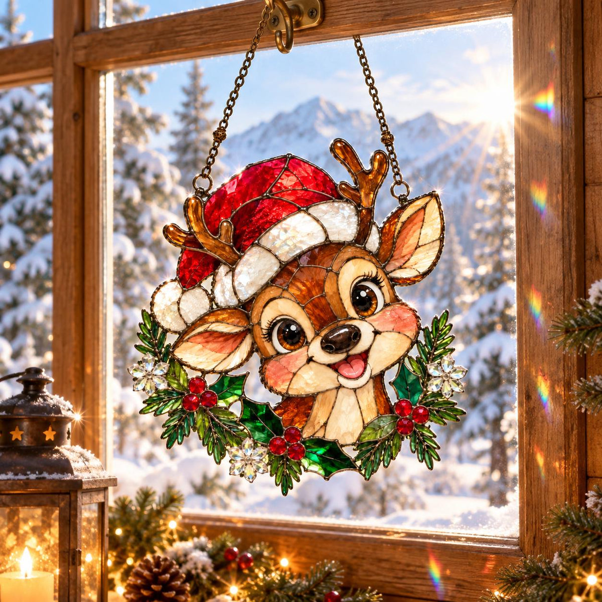 Christmas Reindeer Suncatcher - Acrylic Holiday Window Hanging - image 4
