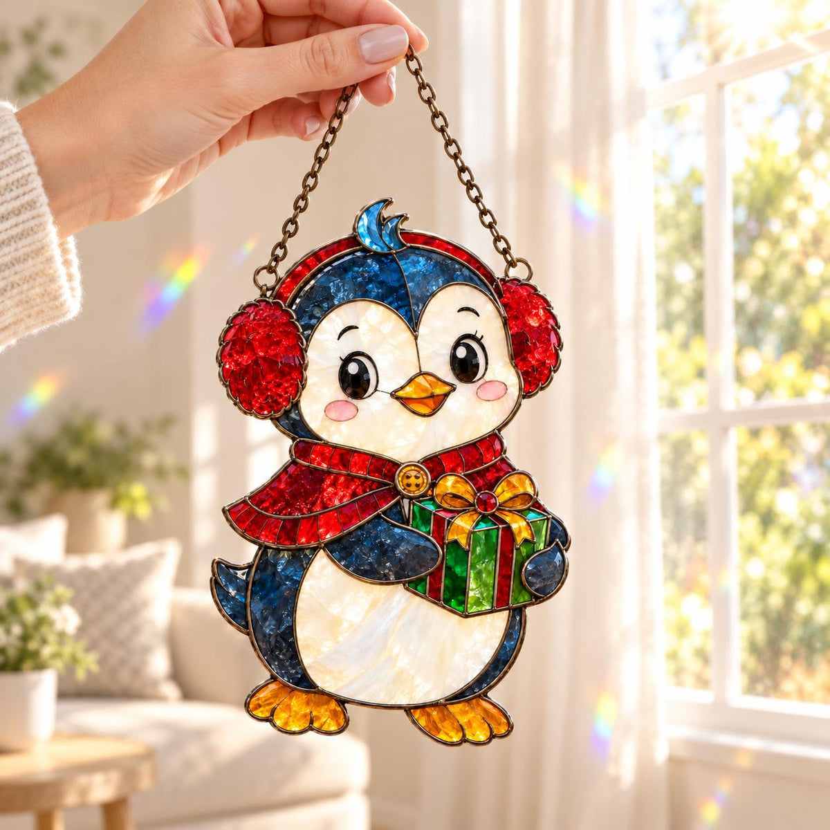 Penguin Christmas Suncatcher - Acrylic Holiday Window Hanging - image 2