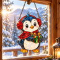 Penguin Christmas Suncatcher - Acrylic Holiday Window Hanging