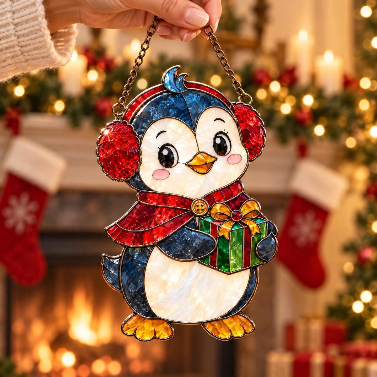 Penguin Christmas Suncatcher - Acrylic Holiday Window Hanging - image 6
