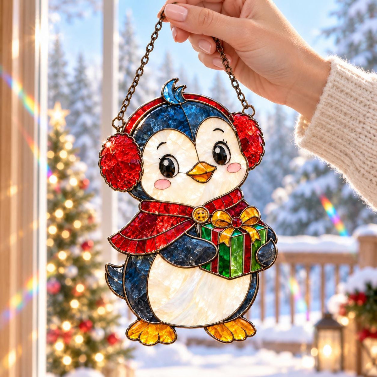 Penguin Christmas Suncatcher - Acrylic Holiday Window Hanging - image 4