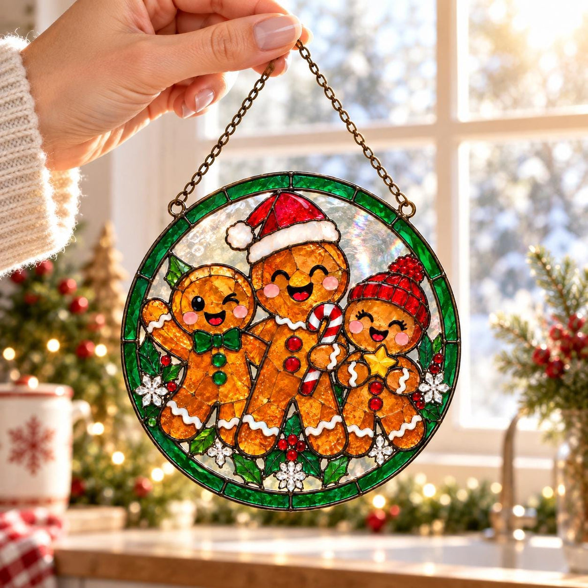 Gingerbread Family Suncatcher - Acrylic Christmas Window Hanging - image 6