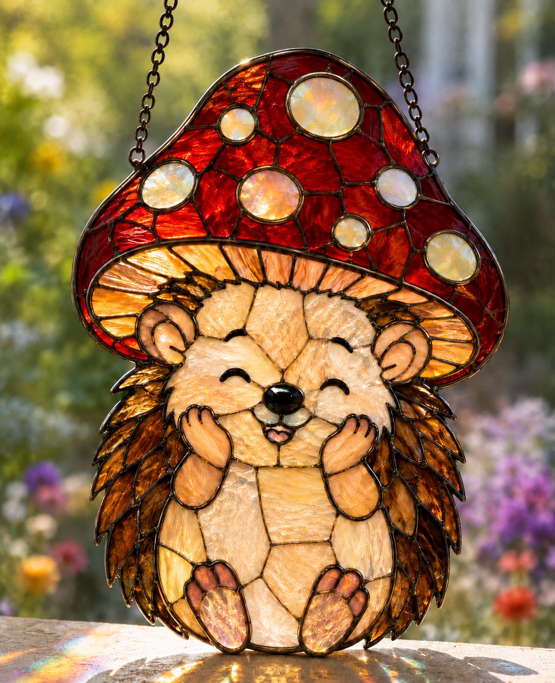 Hedgehog Mushroom Suncatcher - Acrylic Window Hanging - image 3