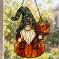Fall Gnome Suncatcher - Acrylic Pumpkin Window Hanging