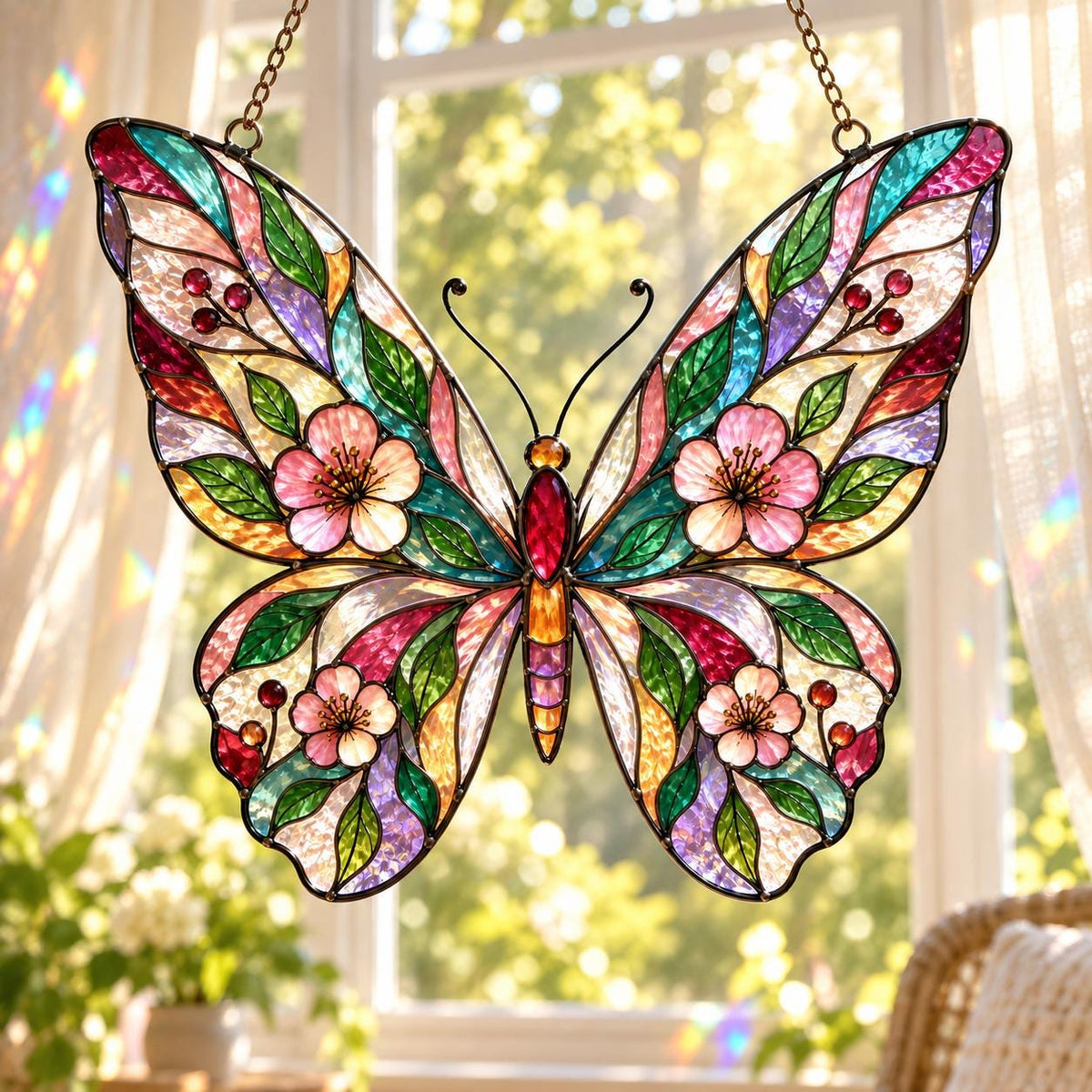 Garden Butterfly Suncatcher - Acrylic Floral Window Hanging - image 3