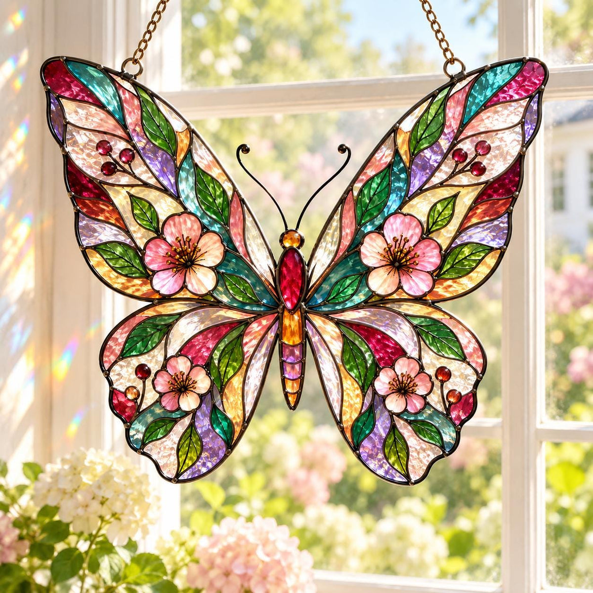Garden Butterfly Suncatcher - Acrylic Floral Window Hanging - image 5