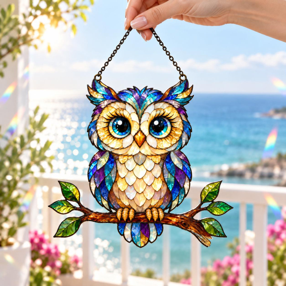 Blue Owl Suncatcher - Acrylic Owl Window Hanging - image 6
