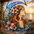 Moon Goddess Suncatcher - Acrylic Crescent Moon Window Hanging