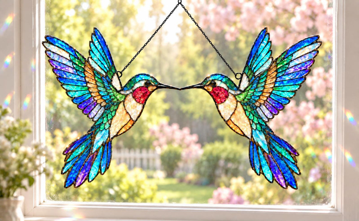 Hummingbird Couple Suncatcher - Acrylic Bird Window Hanging - image 3