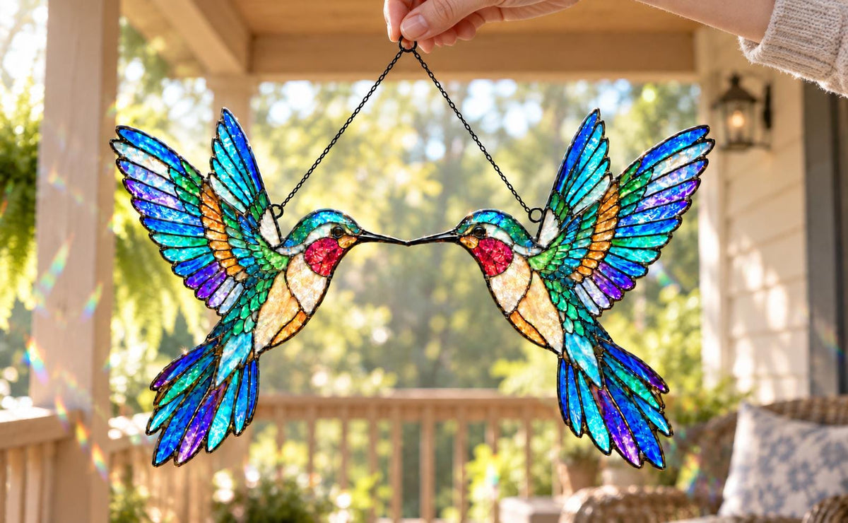 Hummingbird Couple Suncatcher - Acrylic Bird Window Hanging - image 4