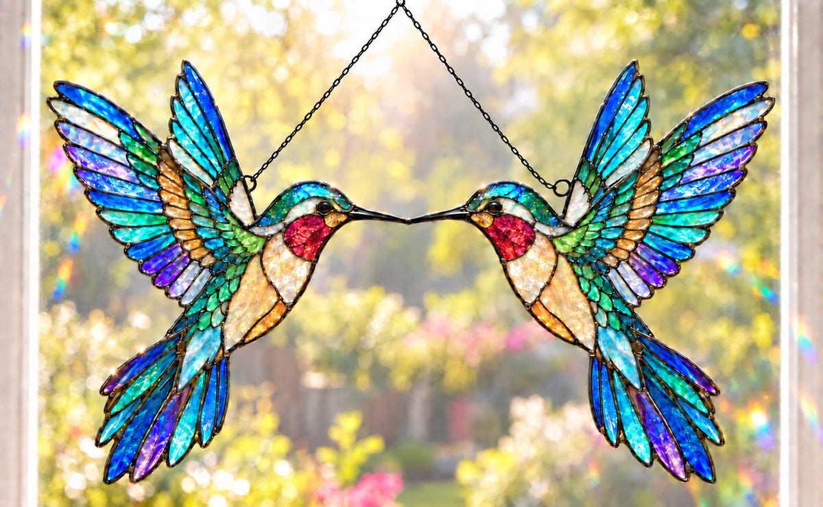 Hummingbird Couple Suncatcher - Acrylic Bird Window Hanging - image 5