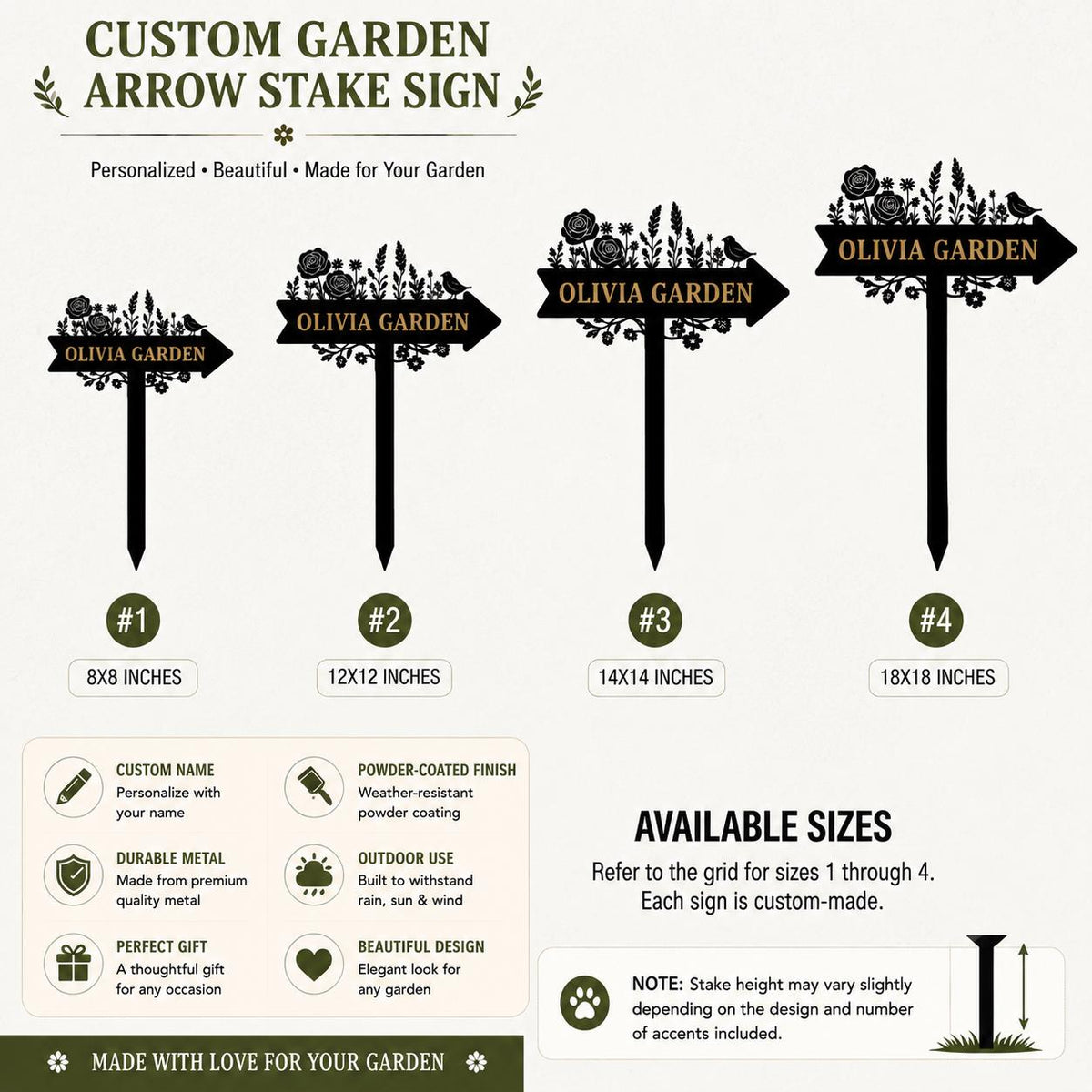 Hummingbird Garden Stake - Personalized Fern Garden Sign - image 5