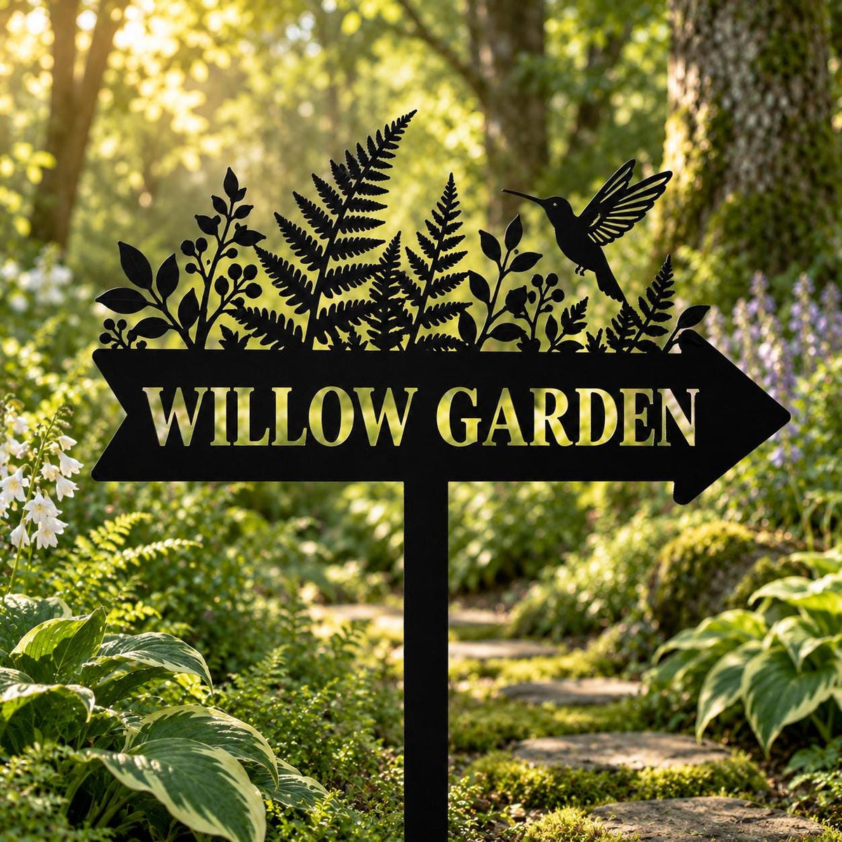 Hummingbird Garden Stake - Personalized Fern Garden Sign - image 4