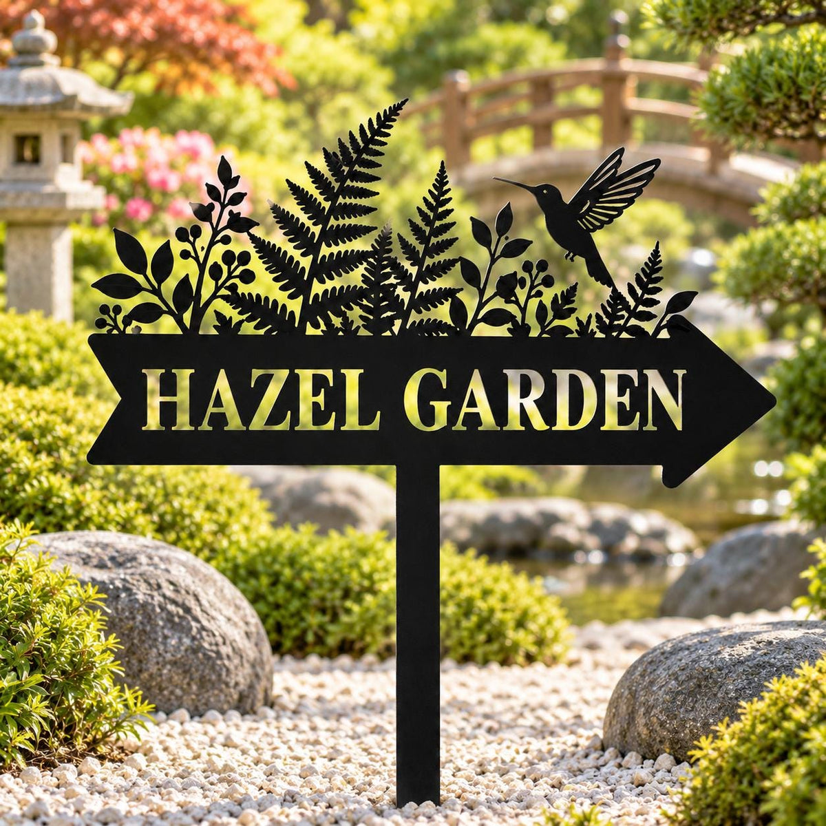 Hummingbird Garden Stake - Personalized Fern Garden Sign - image 3