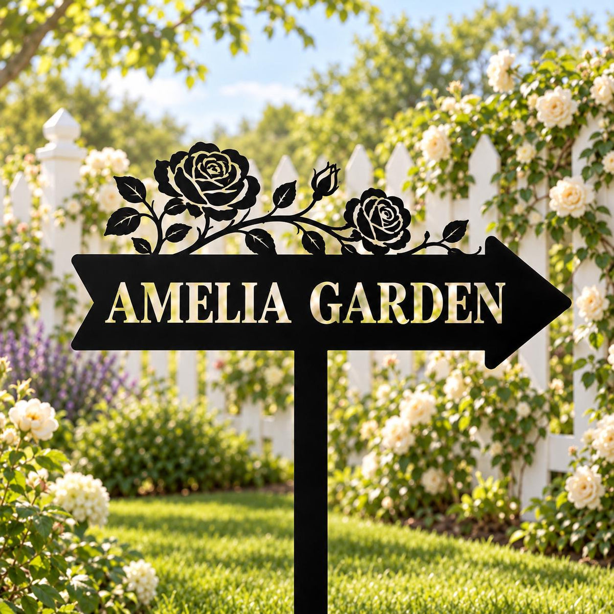 Rose Garden Sign - Personalized Metal Garden Stake - image 4