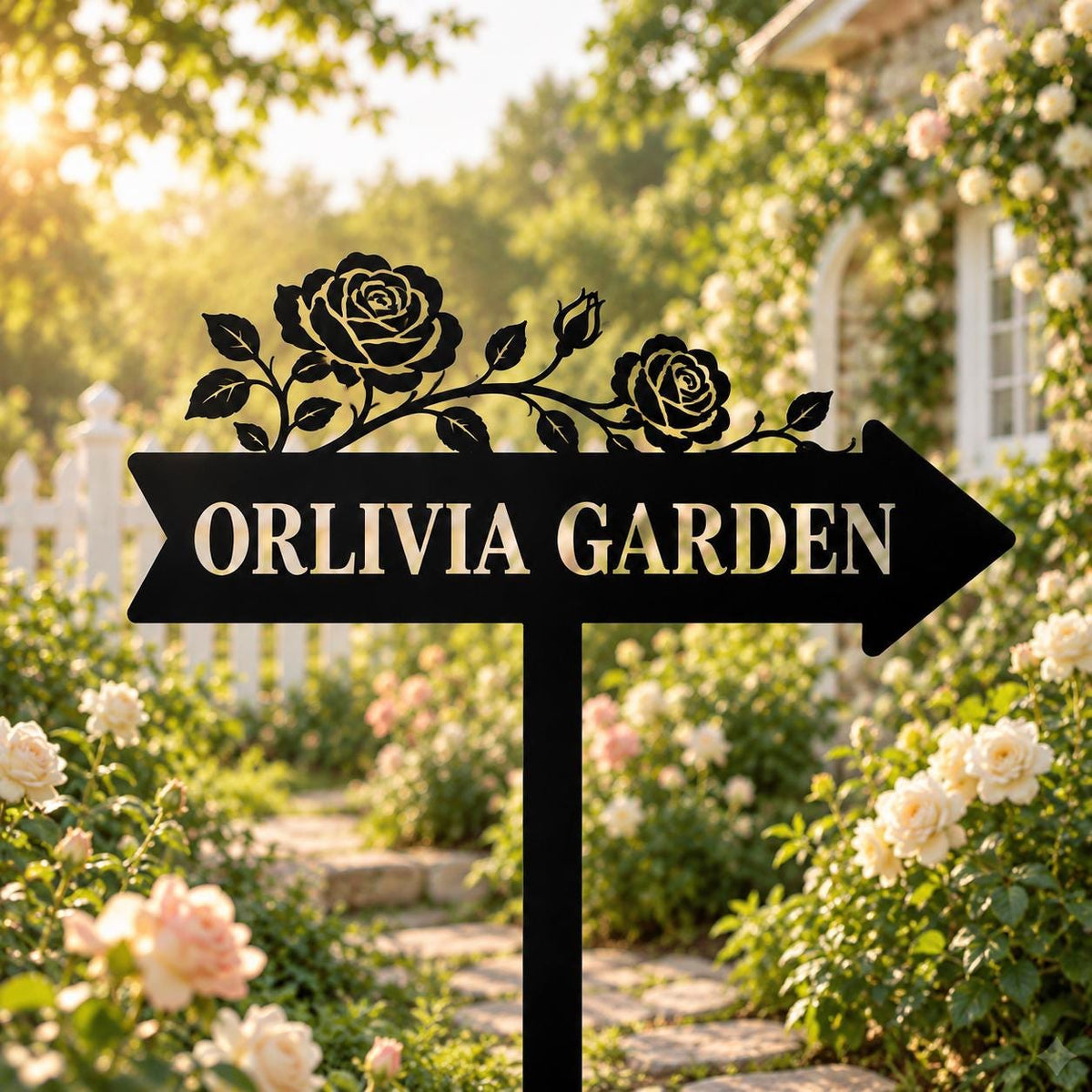 Rose Garden Sign - Personalized Metal Garden Stake