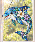 Floral Dolphin Suncatcher - Acrylic Dolphin Window Hanging