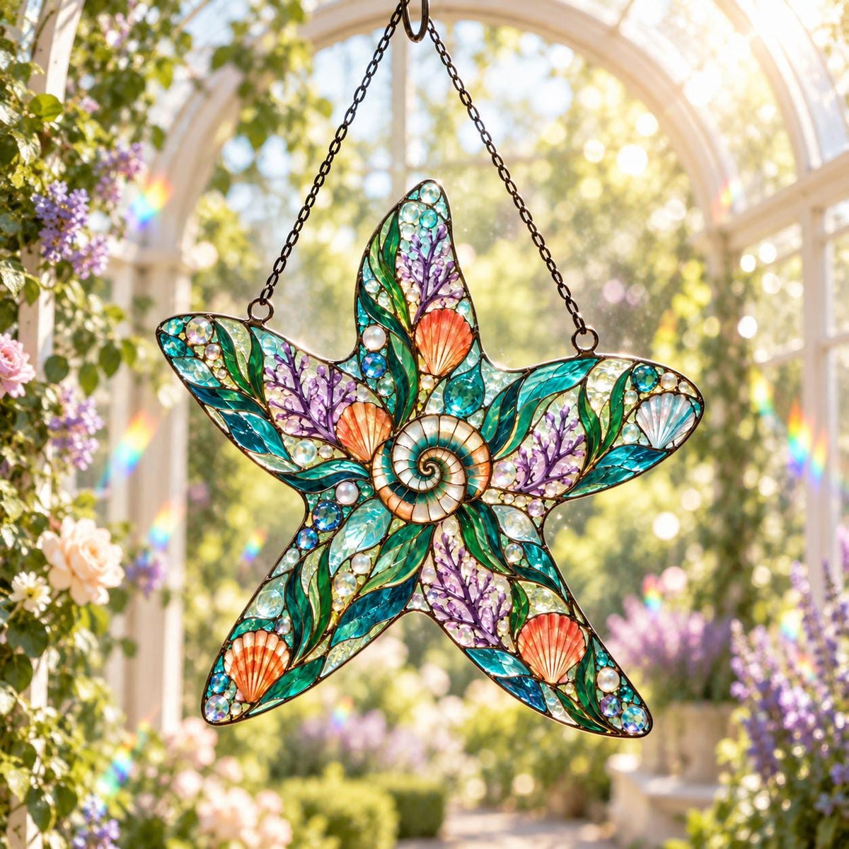 Seashell Starfish Suncatcher - Acrylic Coastal Window Hanging - image 5