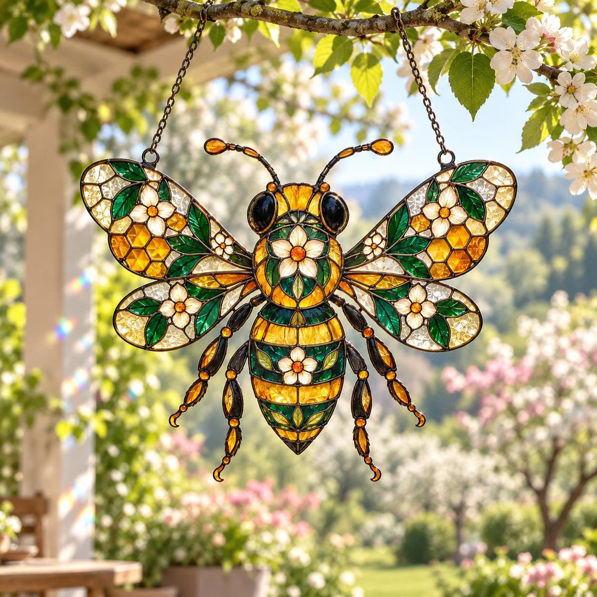 Floral Bee Suncatcher - Acrylic Honey Bee Window Hanging - image 3