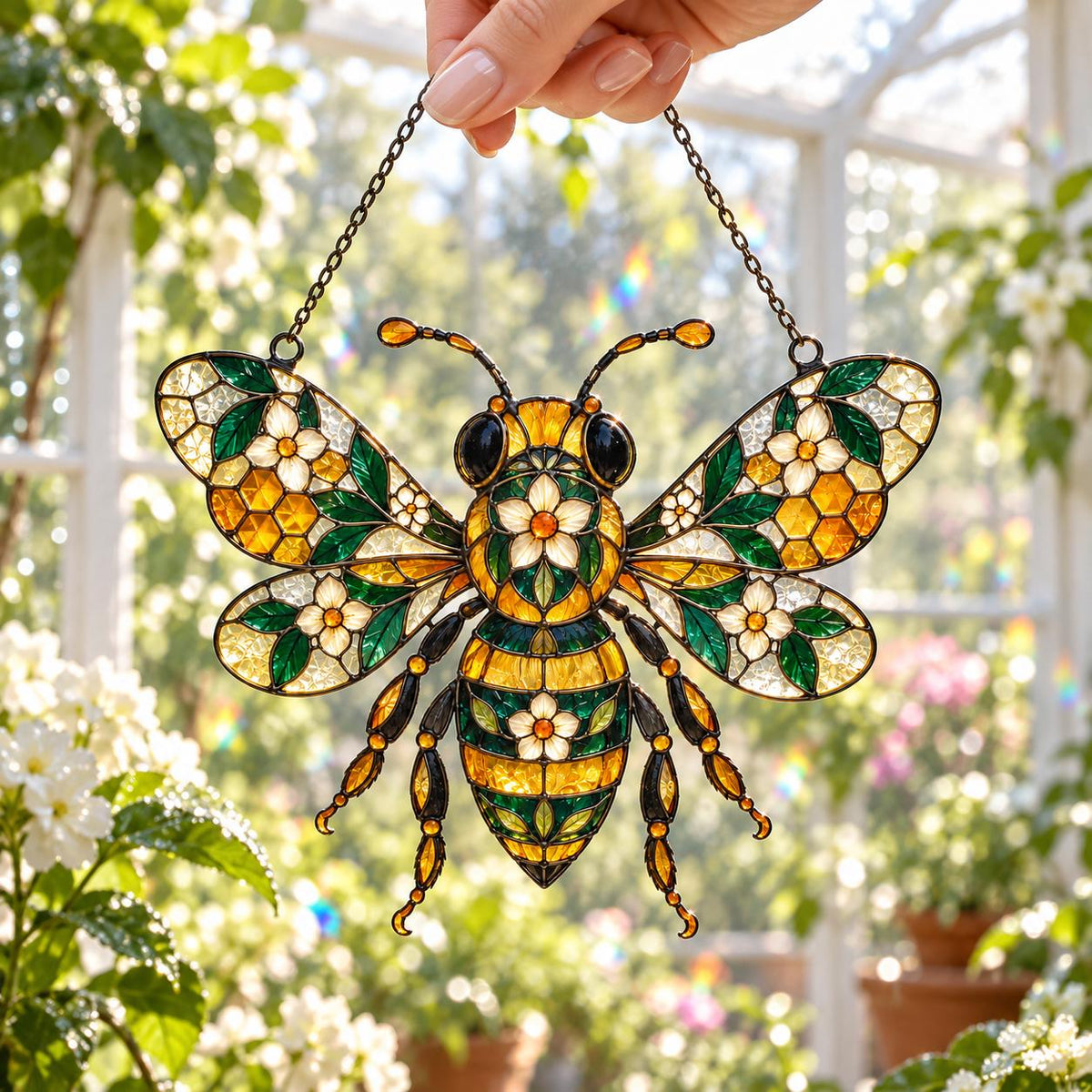 Floral Bee Suncatcher - Acrylic Honey Bee Window Hanging - image 6