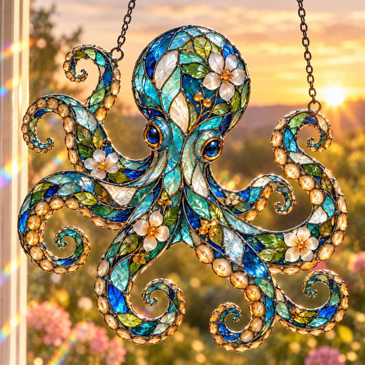Floral Octopus Suncatcher - Acrylic Octopus Window Hanging - image 5