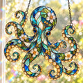 Floral Octopus Suncatcher - Acrylic Octopus Window Hanging