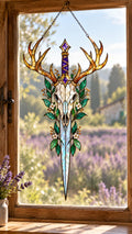 Deer Skull Suncatcher - Acrylic Antler Window Hanging