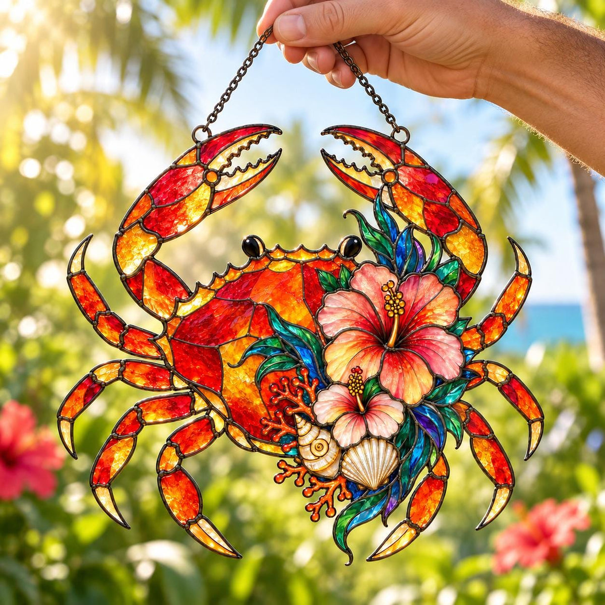 Crab Suncatcher - Coastal Acrylic Window Hanging - image 6