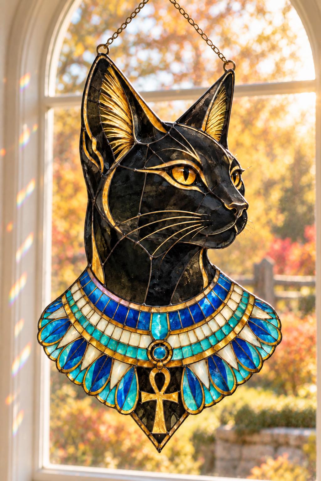 Bastet Cat Suncatcher - Acrylic Egyptian Cat Window Hanging - image 3