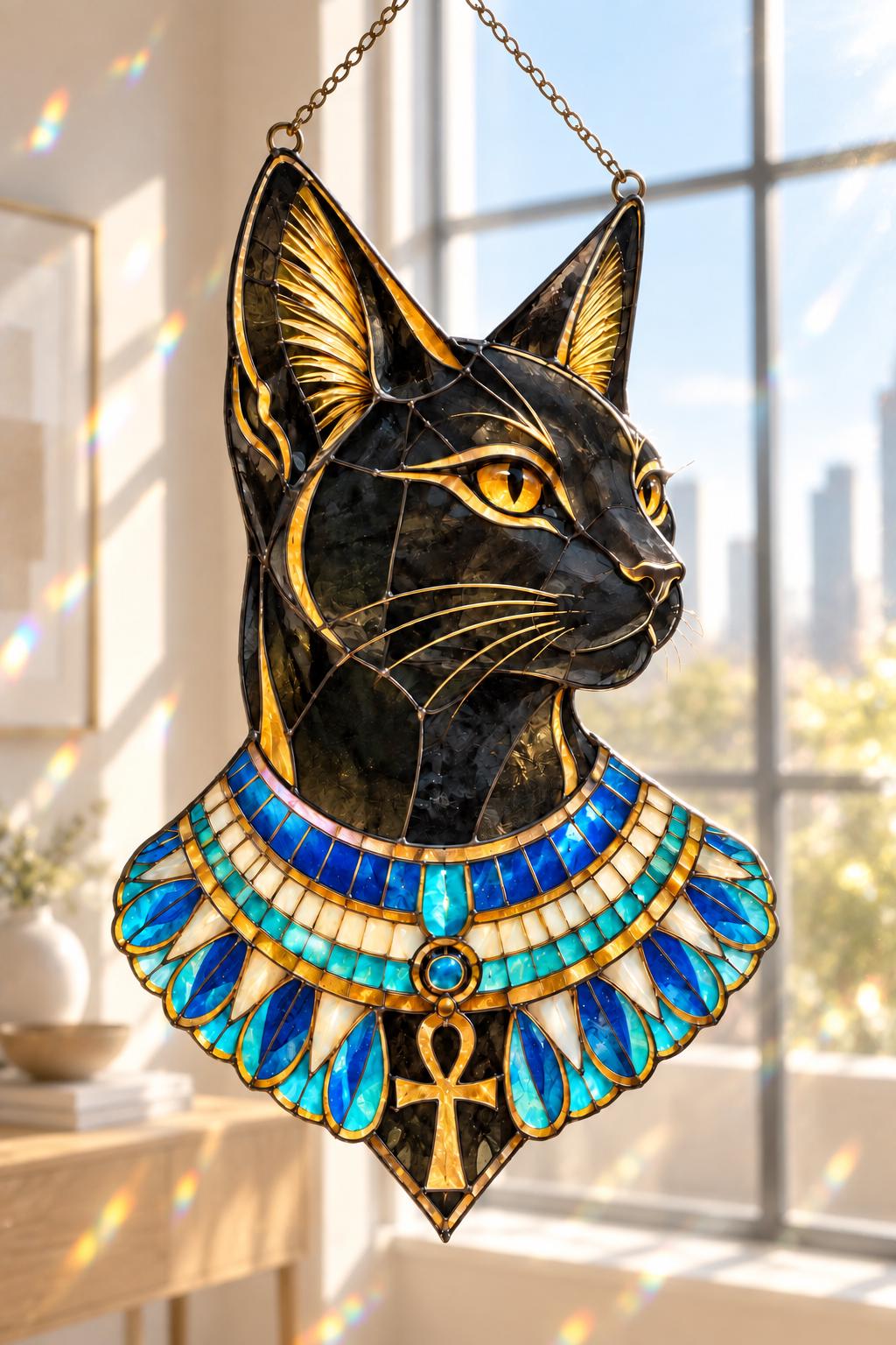 Bastet Cat Suncatcher - Acrylic Egyptian Cat Window Hanging - image 5