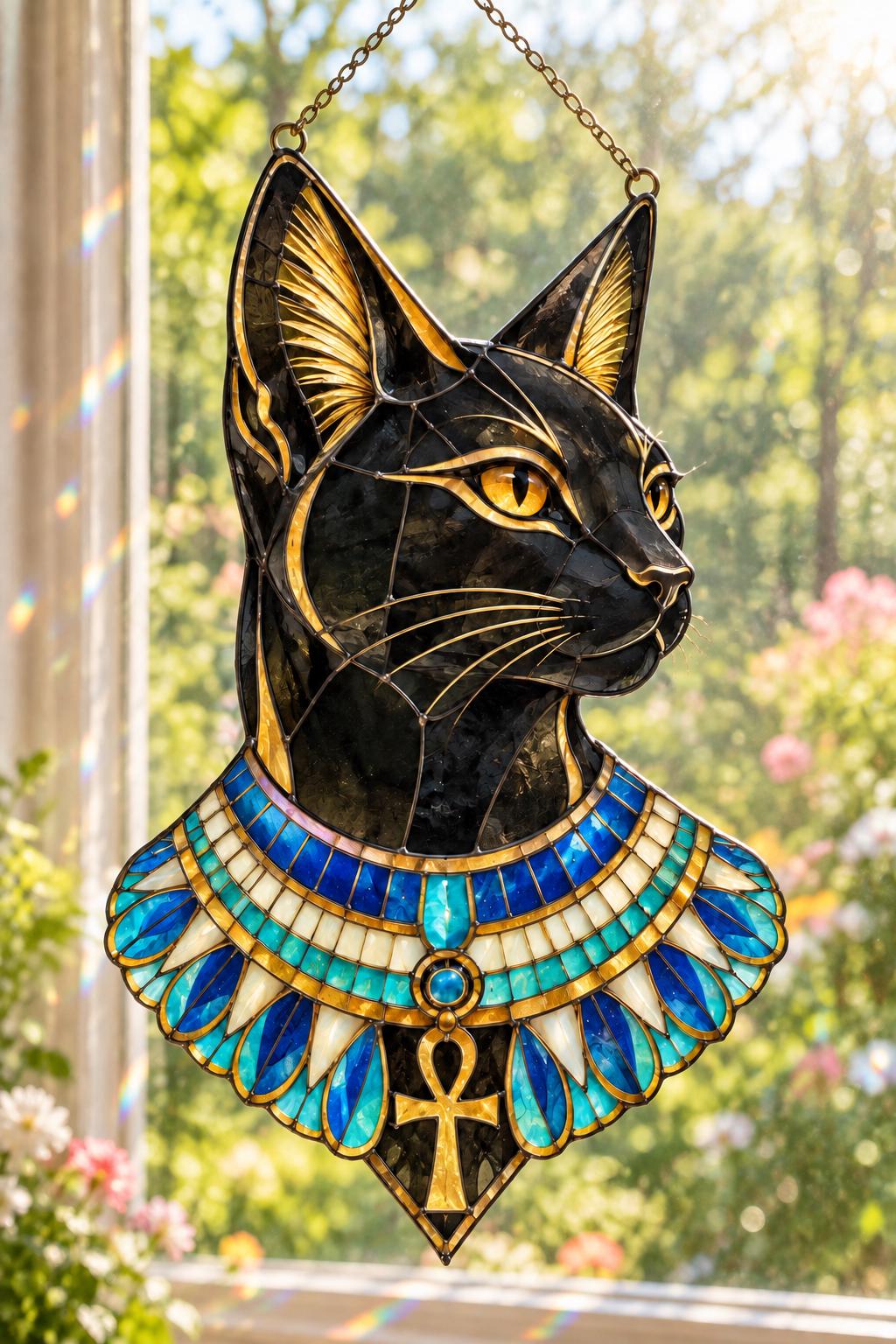Bastet Cat Suncatcher - Acrylic Egyptian Cat Window Hanging