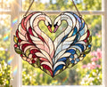 Swan Couple Suncatcher - Acrylic Heart Window Hanging