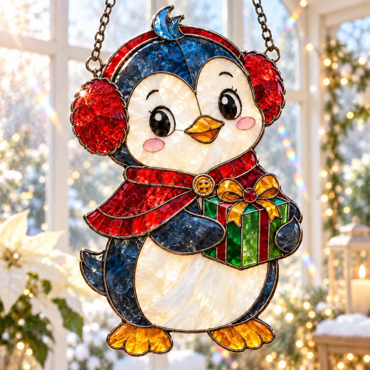 Penguin Christmas Suncatcher - Acrylic Holiday Window Hanging - image 3