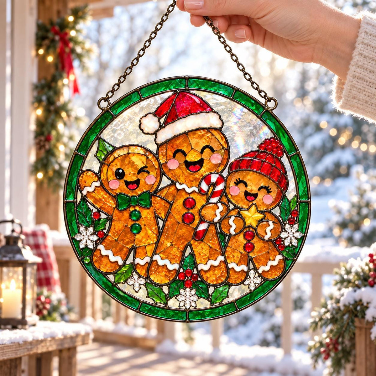 Gingerbread Family Suncatcher - Acrylic Christmas Window Hanging - image 2