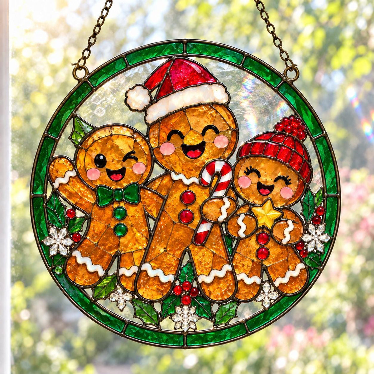 Gingerbread Family Suncatcher - Acrylic Christmas Window Hanging - image 3