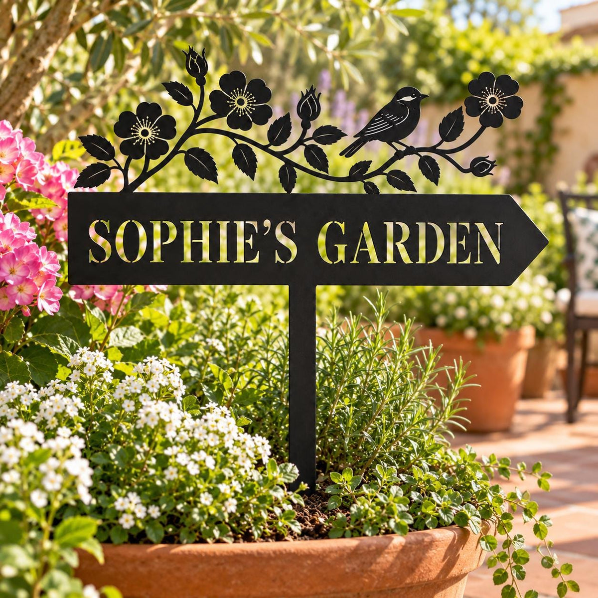 Bird Garden Sign - Personalized Metal Garden Stake - image 2