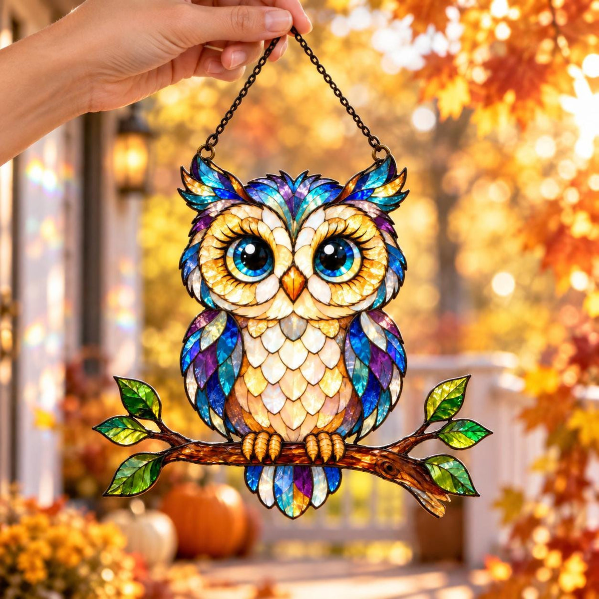 Blue Owl Suncatcher - Acrylic Owl Window Hanging - image 4