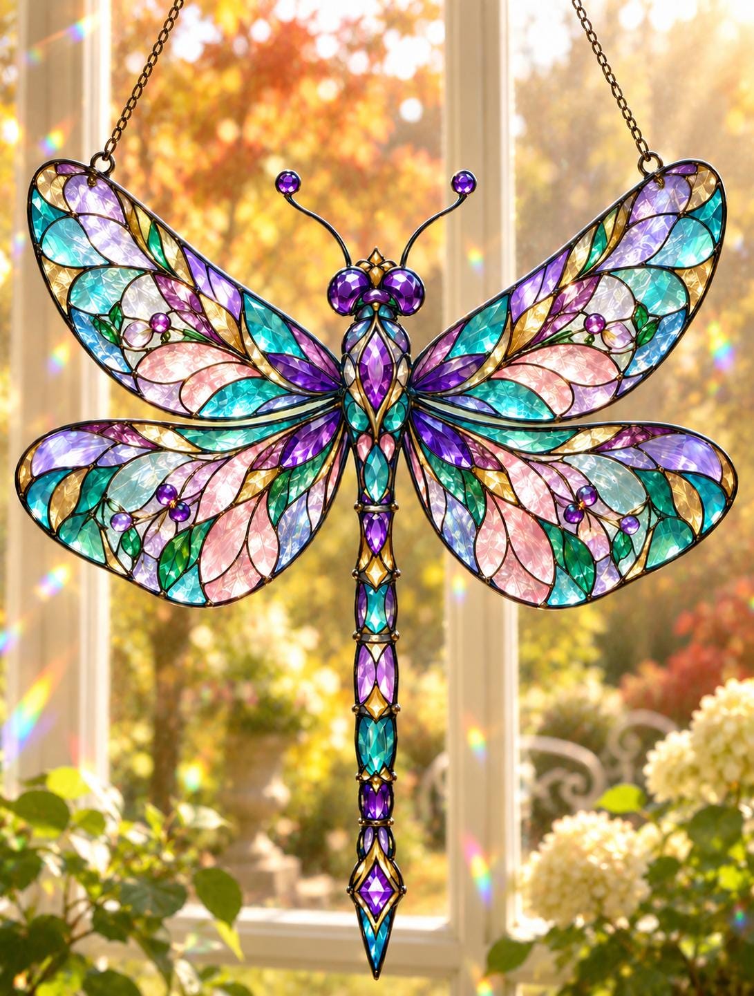 Jeweled Dragonfly Suncatcher - Acrylic Dragonfly Window Hanging - image 2