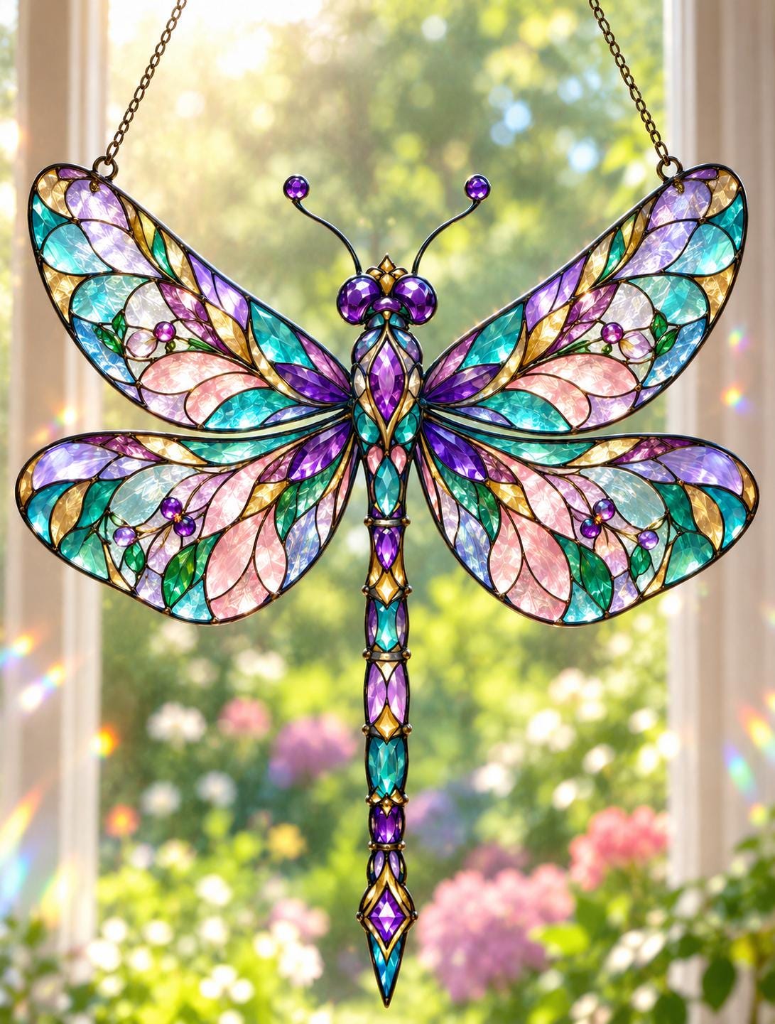 Jeweled Dragonfly Suncatcher - Acrylic Dragonfly Window Hanging - image 6
