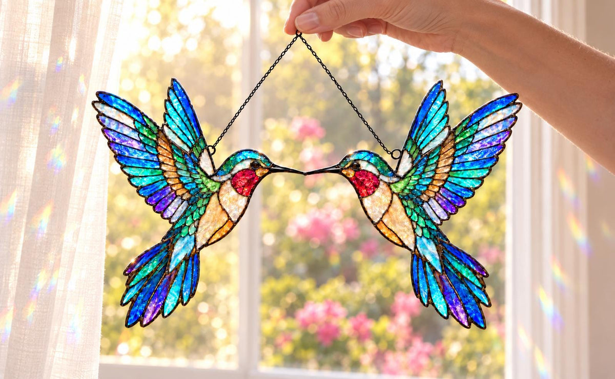 Hummingbird Couple Suncatcher - Acrylic Bird Window Hanging - image 6