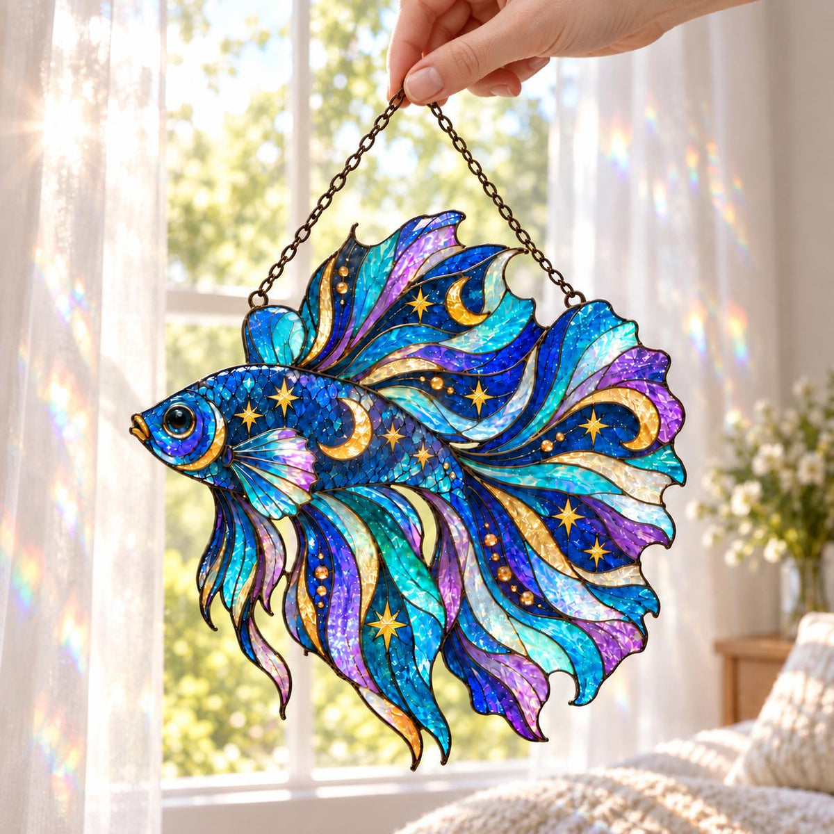 Celestial Betta Fish Suncatcher - Acrylic Fish Window Hanging - image 2