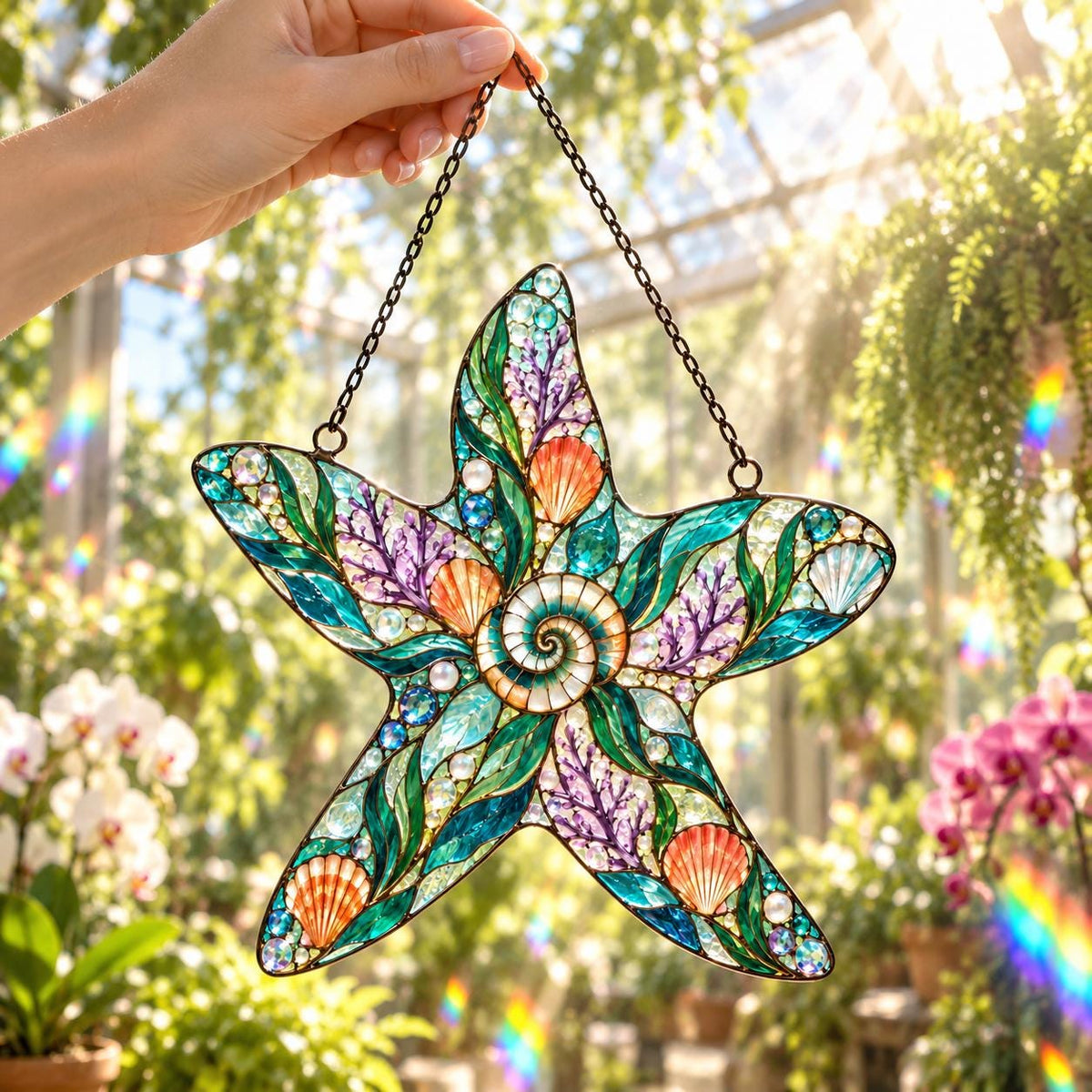 Seashell Starfish Suncatcher - Acrylic Coastal Window Hanging - image 6