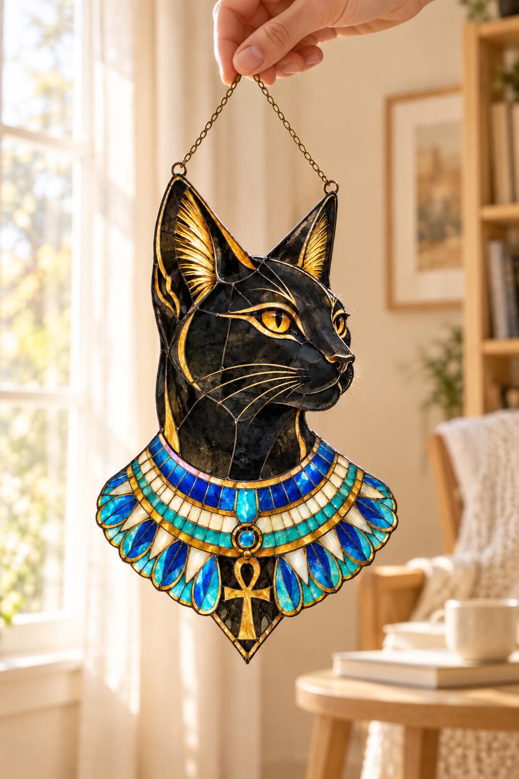 Bastet Cat Suncatcher - Acrylic Egyptian Cat Window Hanging - image 2