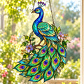 Peacock Acrylic Suncatcher - Tiffany Style Bird Window Hanging