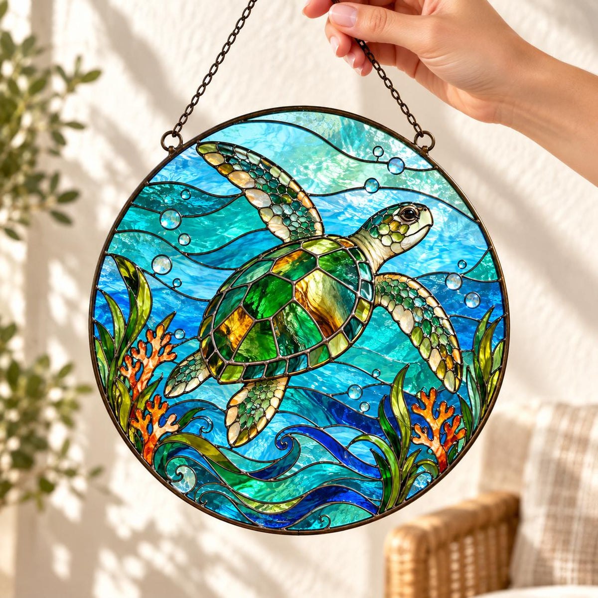 Sea Turtle Suncatcher - Acrylic Ocean Window Hanging - image 2