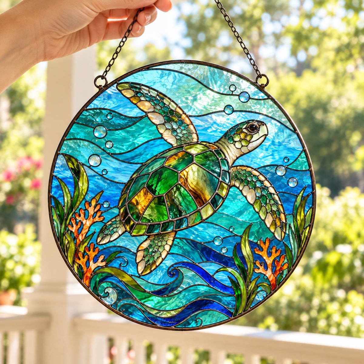 Sea Turtle Suncatcher - Acrylic Ocean Window Hanging - image 4