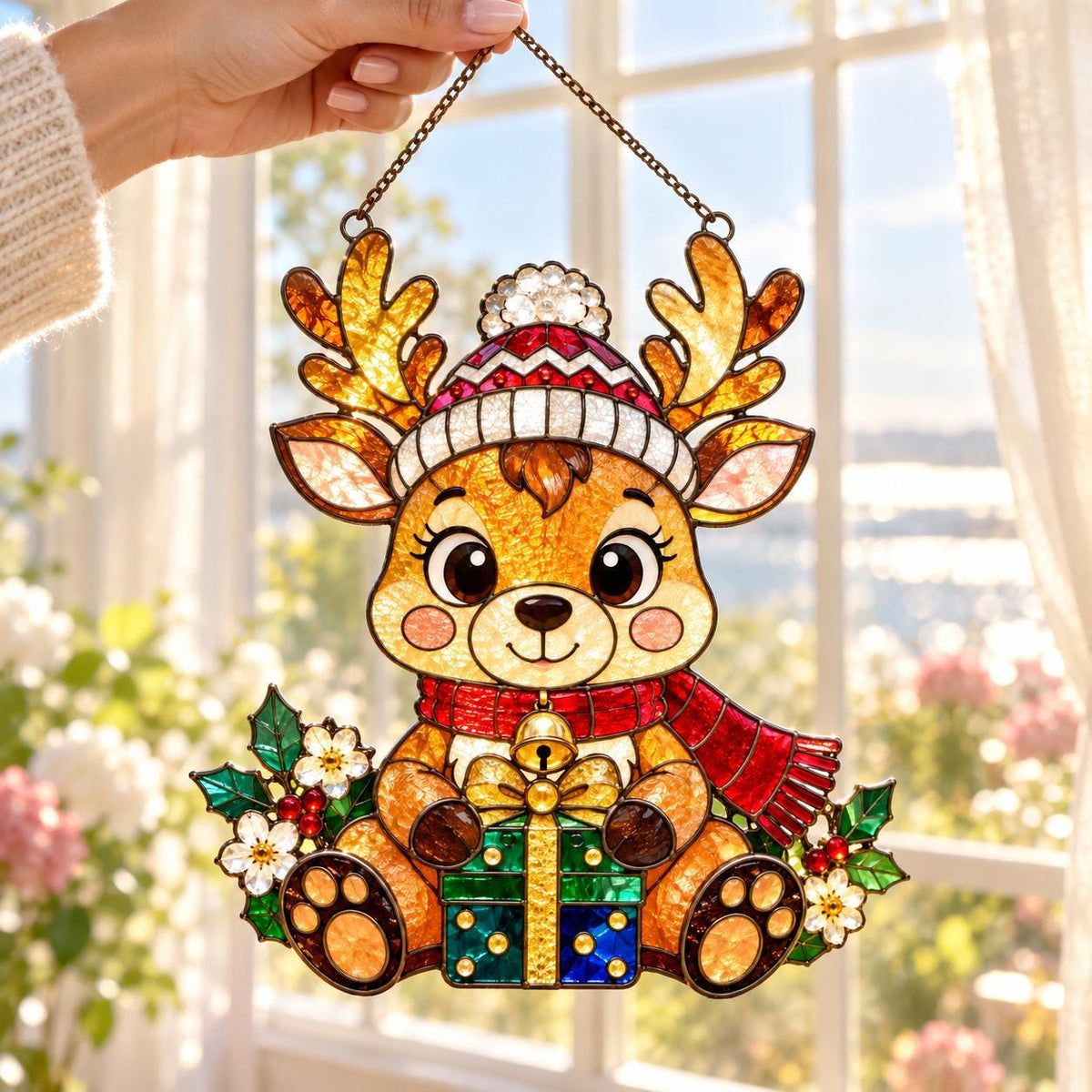 Christmas Reindeer Suncatcher - Acrylic Holiday Window Hanging - image 4